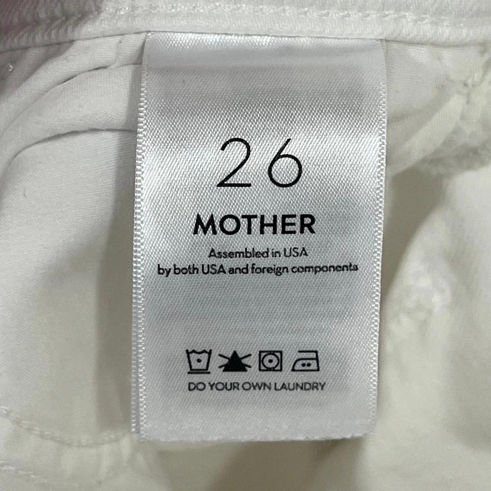 Mother Denim White Jeans 26 High Rise Raw Hem Cotton Blend Hustler Ankle Fray - Picture 4 of 6